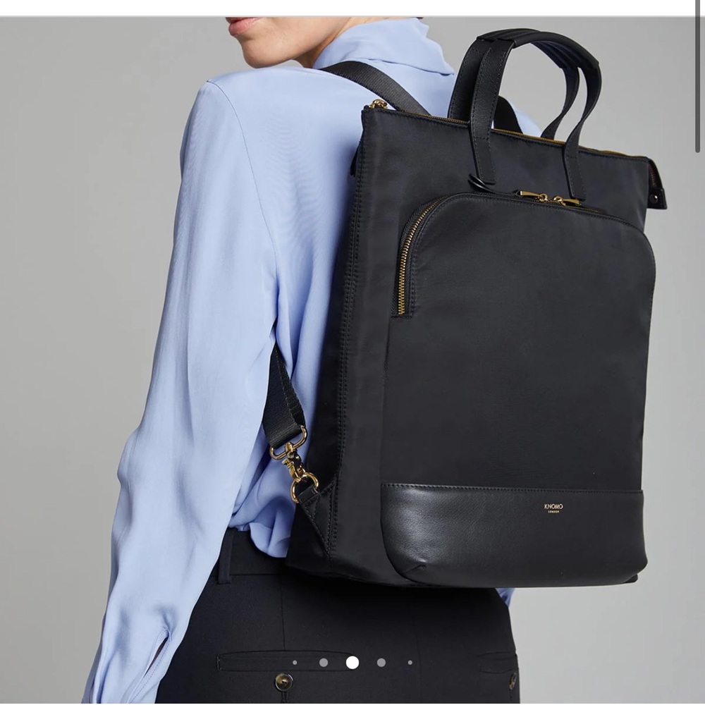 Knomo Harewood hybrid backpack nylon/leather black/ gold hardware
